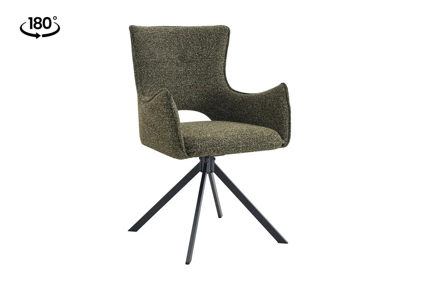 Chaise Pivotante de Salle à Manger avec Accoudoirs BILY en Tissu Vert - 57.5 x 60 cm ROUSSEAU