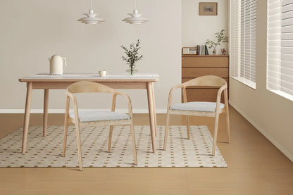 Chaise avec Accoudoir en Bois de Frêne CLARA Beige - 57 x 66.5cm ROUSSEAU