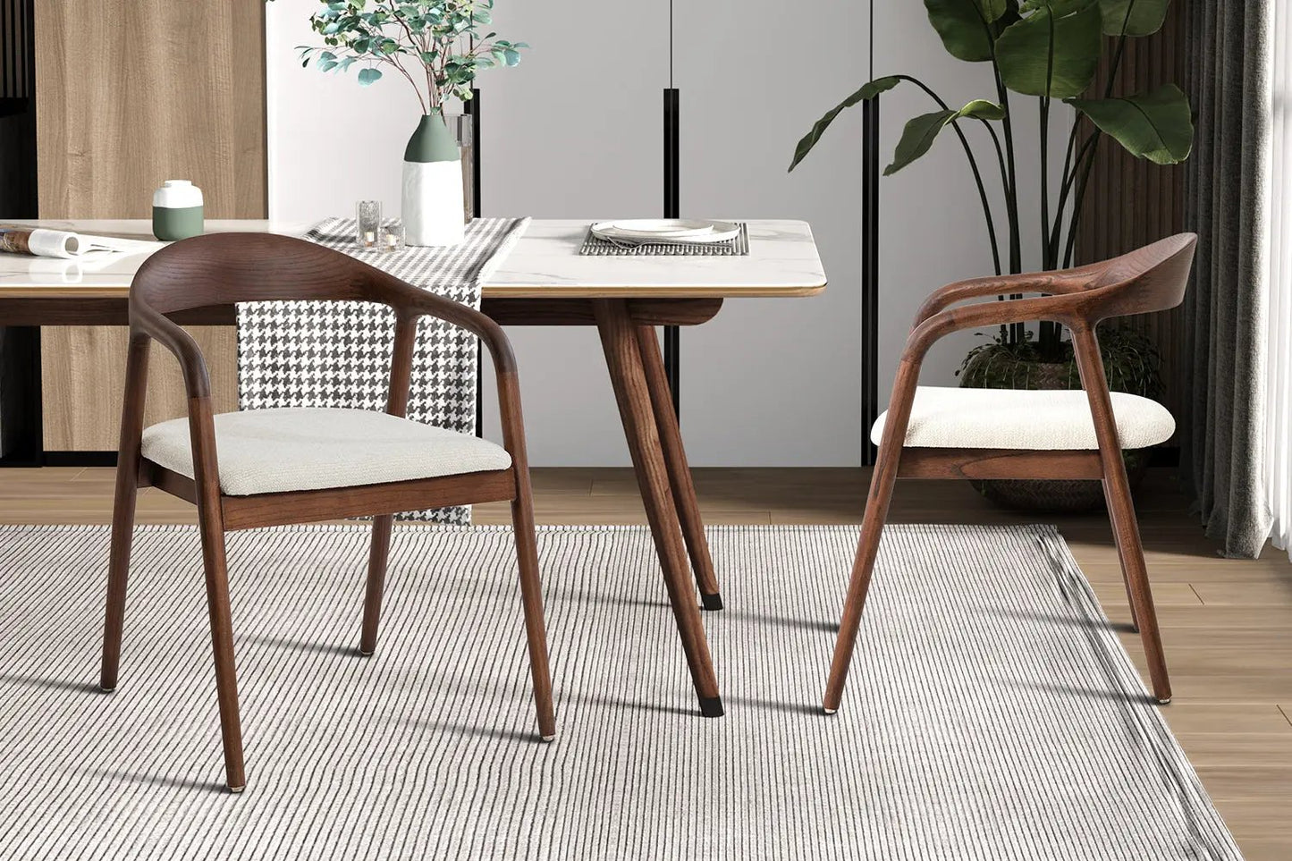 Chaise avec Accoudoir en Bois de Frêne Noyer CLARA Beige - 57 x 66.5cm ROUSSEAU