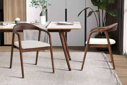 Chaise avec Accoudoir en Bois de Frêne Noyer CLARA Beige - 57 x 66.5cm ROUSSEAU