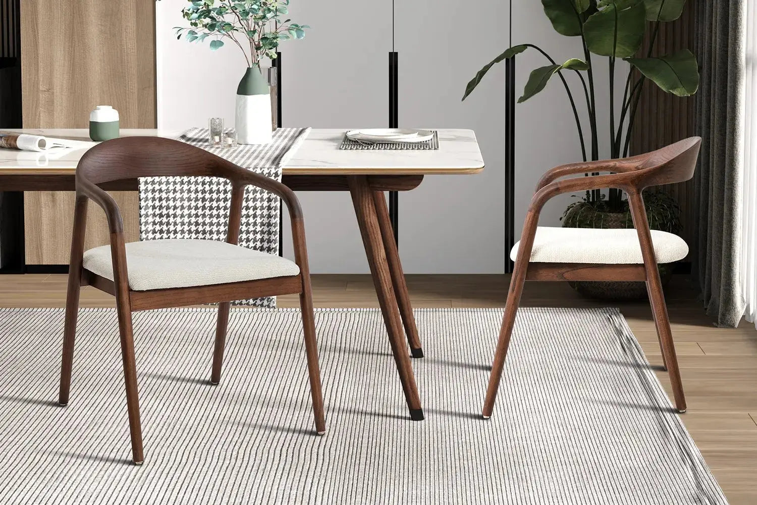 Chaise avec Accoudoir en Bois de Frêne Noyer CLARA Beige - 57 x 66.5cm ROUSSEAU