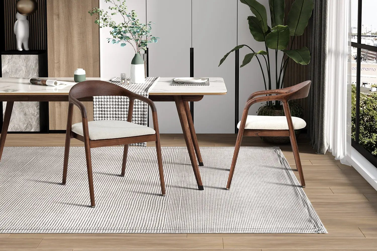 Chaise avec Accoudoir en Bois de Frêne Noyer CLARA Beige - 57 x 66.5cm ROUSSEAU