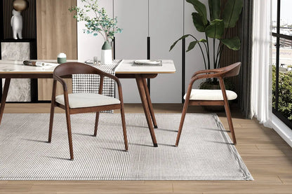 Chaise avec Accoudoir en Bois de Frêne Noyer CLARA Beige - 57 x 66.5cm ROUSSEAU