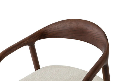 Chaise avec Accoudoir en Bois de Frêne Noyer CLARA Beige - 57 x 66.5cm ROUSSEAU