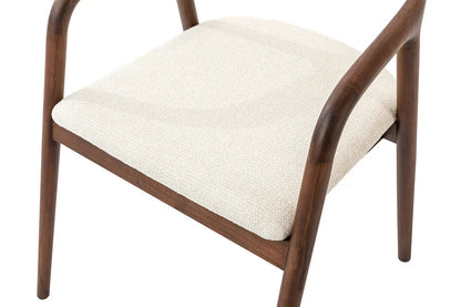 Chaise avec Accoudoir en Bois de Frêne Noyer CLARA Beige - 57 x 66.5cm ROUSSEAU