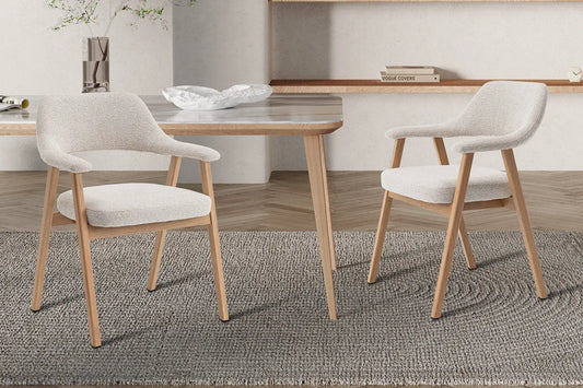 Chaise avec Accoudoir en Chêne Massieve Fumé CORALYA Beige - 64 x 59.5cm ROUSSEAU