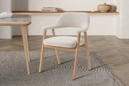 Chaise avec Accoudoir en Chêne Massieve Fumé CORALYA Beige - 64 x 59.5cm ROUSSEAU