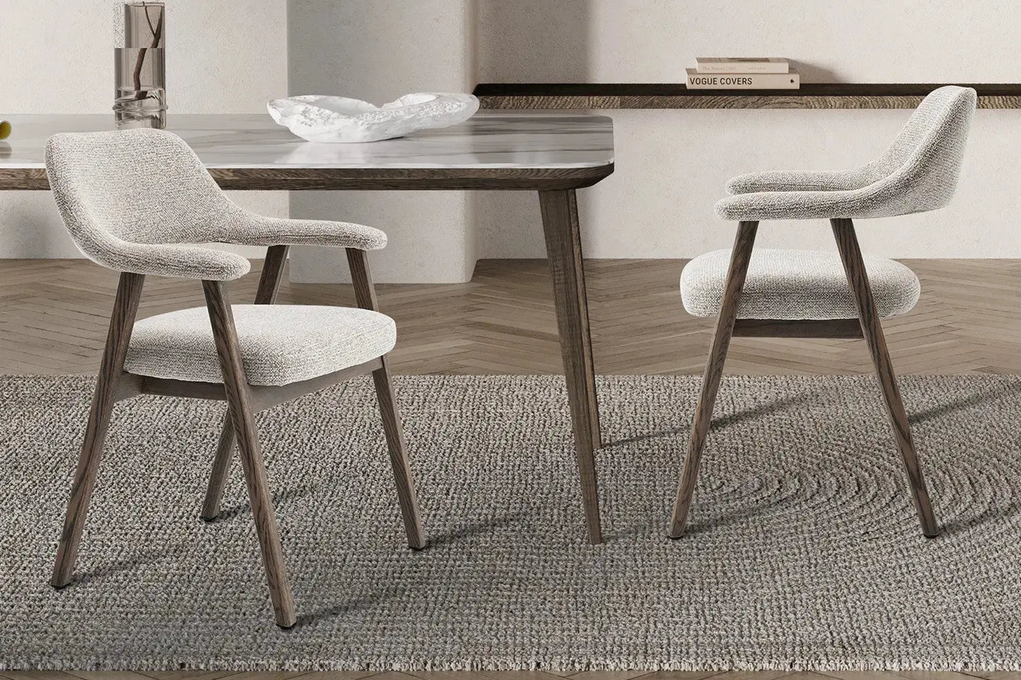 Chaise avec Accoudoir en Chêne Massieve Fumé CORALYA Sable - 64 x 59.5cm ROUSSEAU