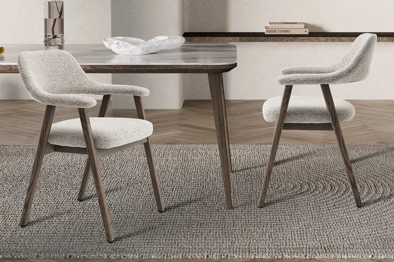 Chaise avec Accoudoir en Chêne Massieve Fumé CORALYA Sable - 64 x 59.5cm ROUSSEAU