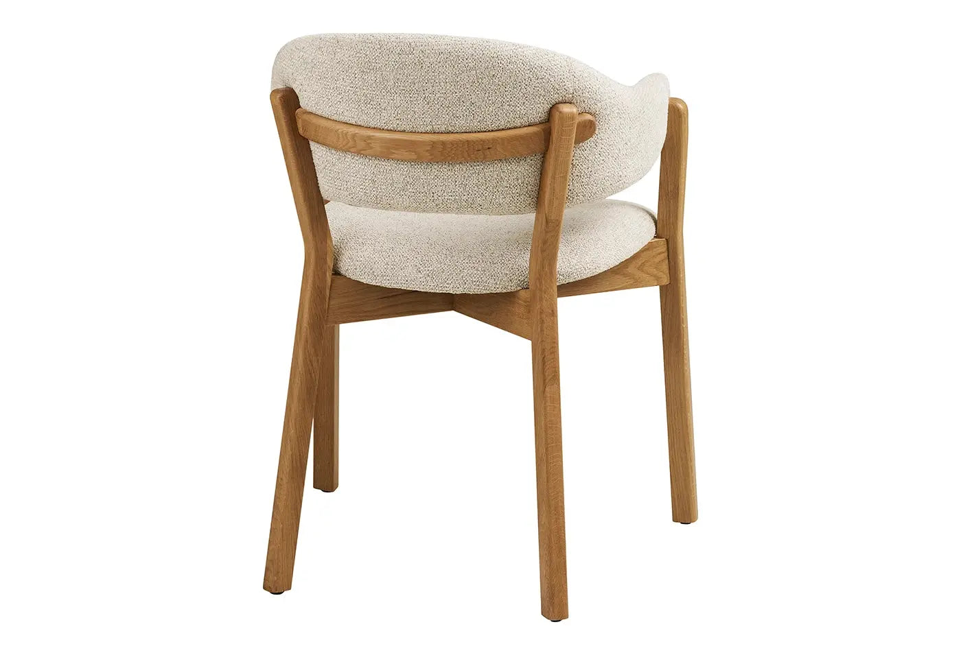 Chaise avec Accoudoirs de Salle à Manger DUNKIRK Effet Bois Chêne Clair et Tissu Écru - 60 x 59 cm HOUSE NORDIC