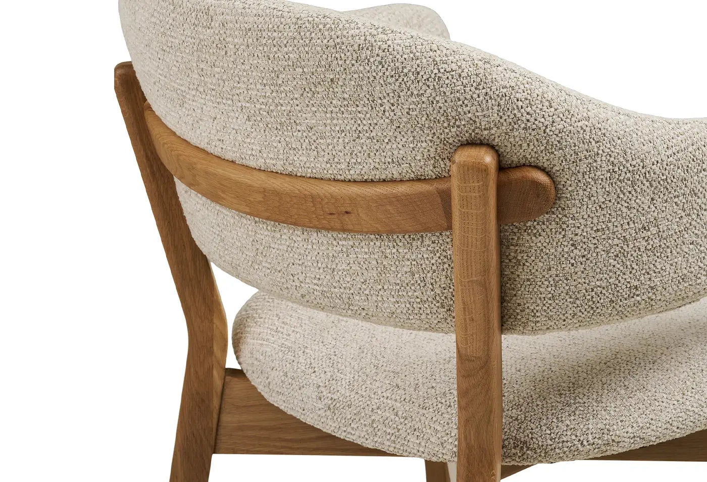 Chaise avec Accoudoirs de Salle à Manger DUNKIRK Effet Bois Chêne Clair et Tissu Écru - 60 x 59 cm HOUSE NORDIC