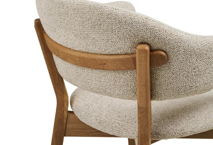 Chaise avec Accoudoirs de Salle à Manger DUNKIRK Effet Bois Chêne Clair et Tissu Écru - 60 x 59 cm HOUSE NORDIC