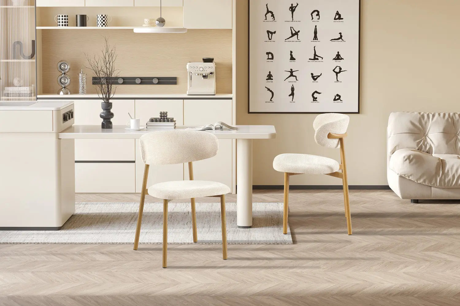Chaise avec Pied en Métal COYA Beige - 53 x 52cm ROUSSEAU