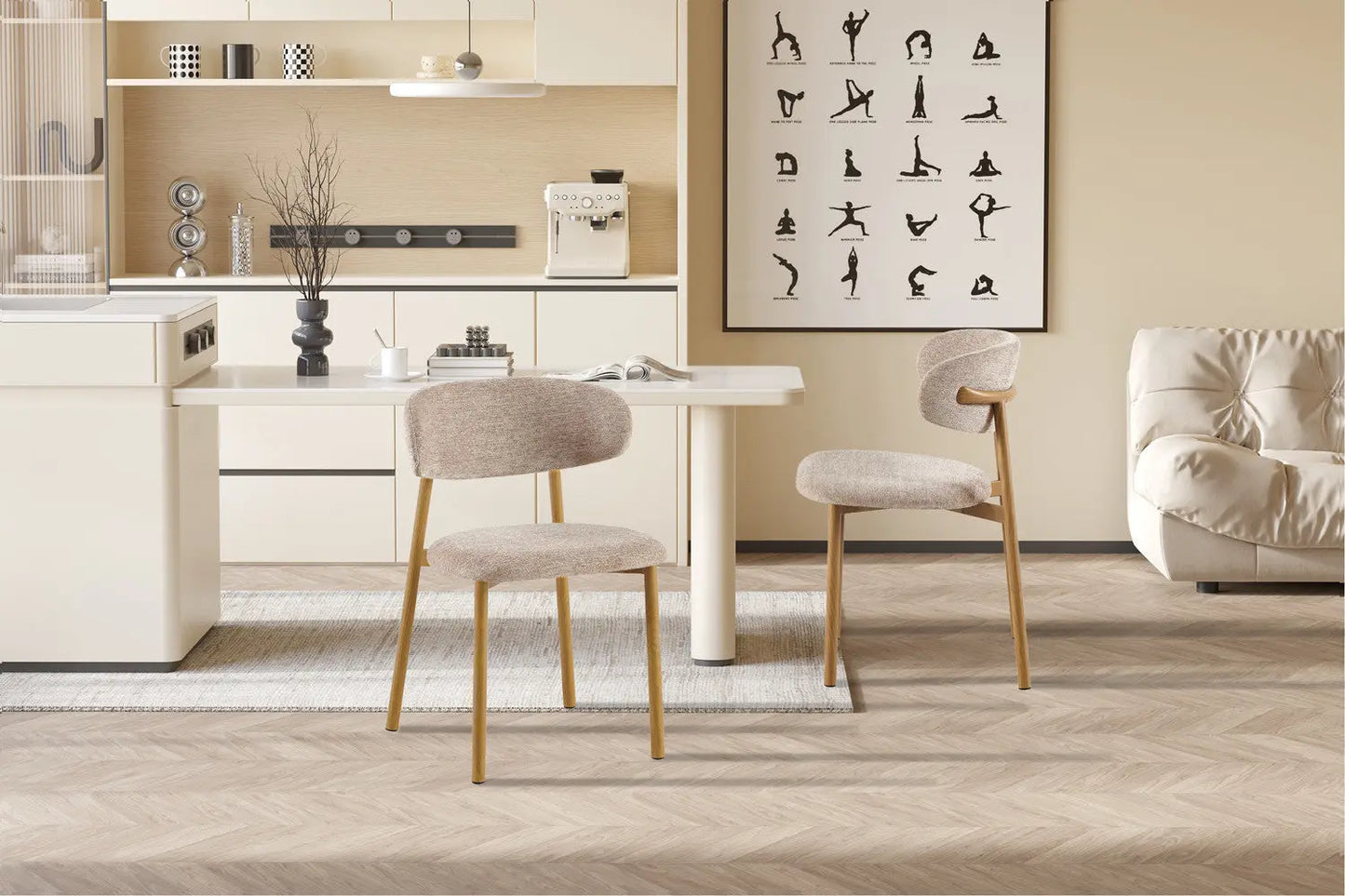 Chaise avec Pied en Métal COYA Sable - 53 x 52cm ROUSSEAU