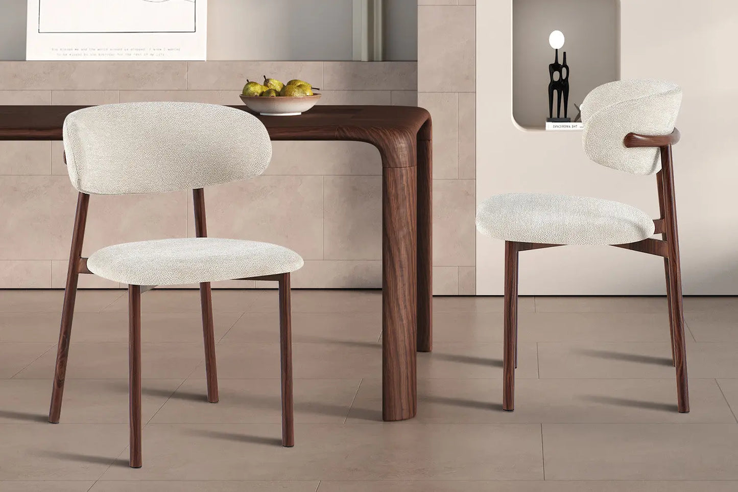 Chaise avec Pieds Noyer en Métal COYA Beige - 53 x 52cm ROUSSEAU