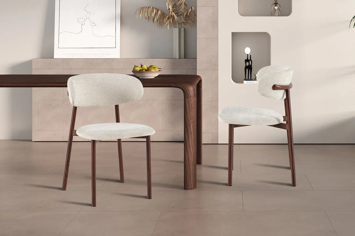 Chaise avec Pieds Noyer en Métal COYA Beige - 53 x 52cm ROUSSEAU