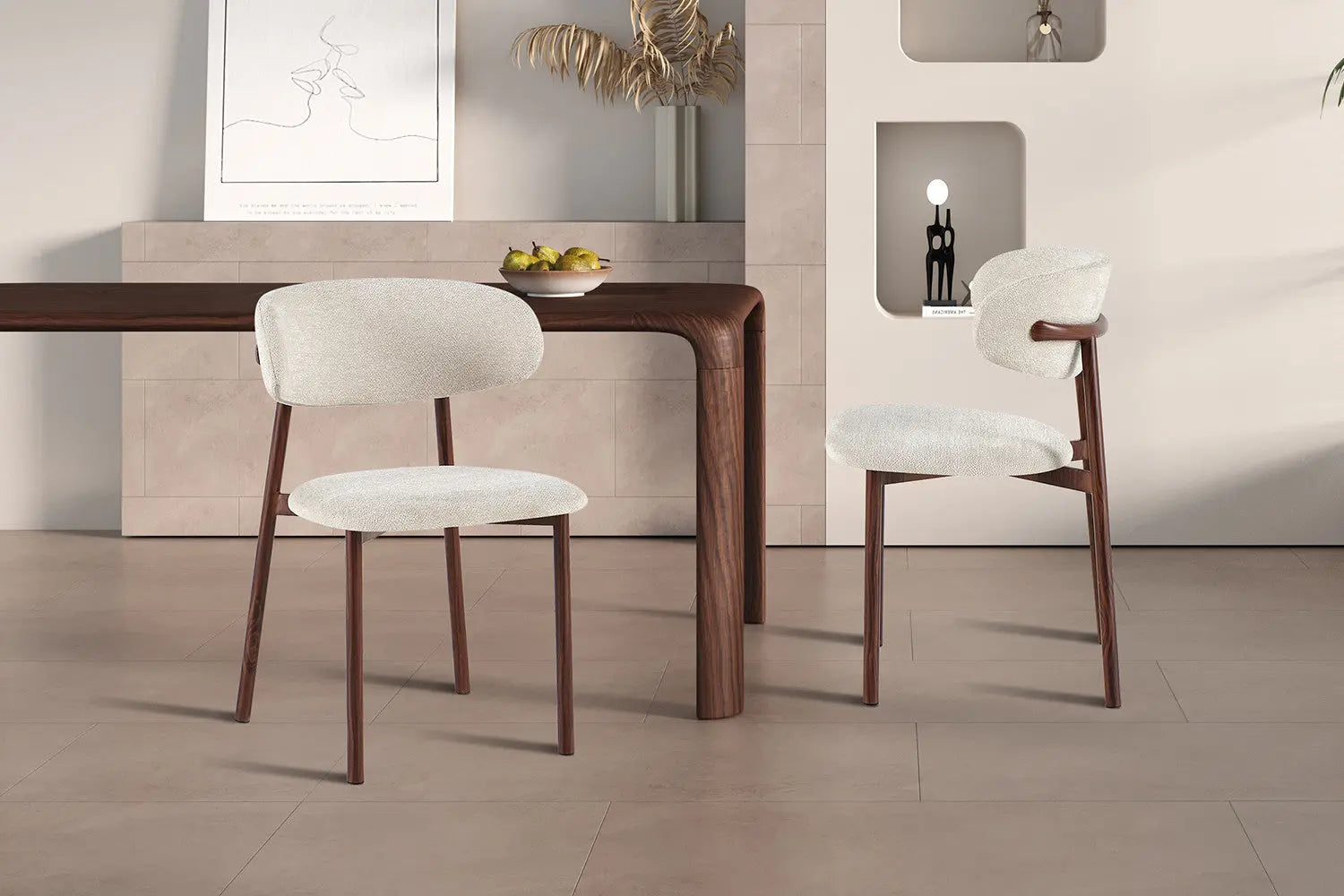 Chaise avec Pieds Noyer en Métal COYA Beige - 53 x 52cm ROUSSEAU