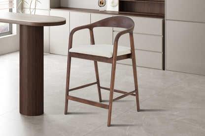 Chaise de Bar CLAIRE Beige en Bois de Noyer - 55.5 x 57.5 cm ROUSSEAU