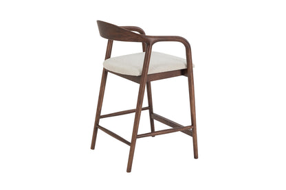 Chaise de Bar CLAIRE Beige en Bois de Noyer - 55.5 x 57.5 cm ROUSSEAU