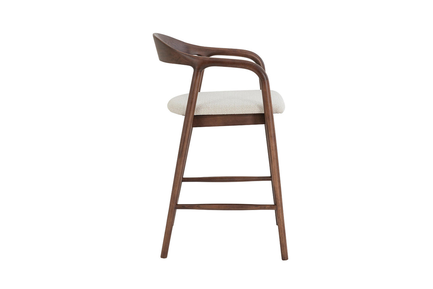Chaise de Bar CLAIRE Beige en Bois de Noyer - 55.5 x 57.5 cm ROUSSEAU