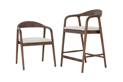 Chaise de Bar CLAIRE Beige en Bois de Noyer - 55.5 x 57.5 cm ROUSSEAU