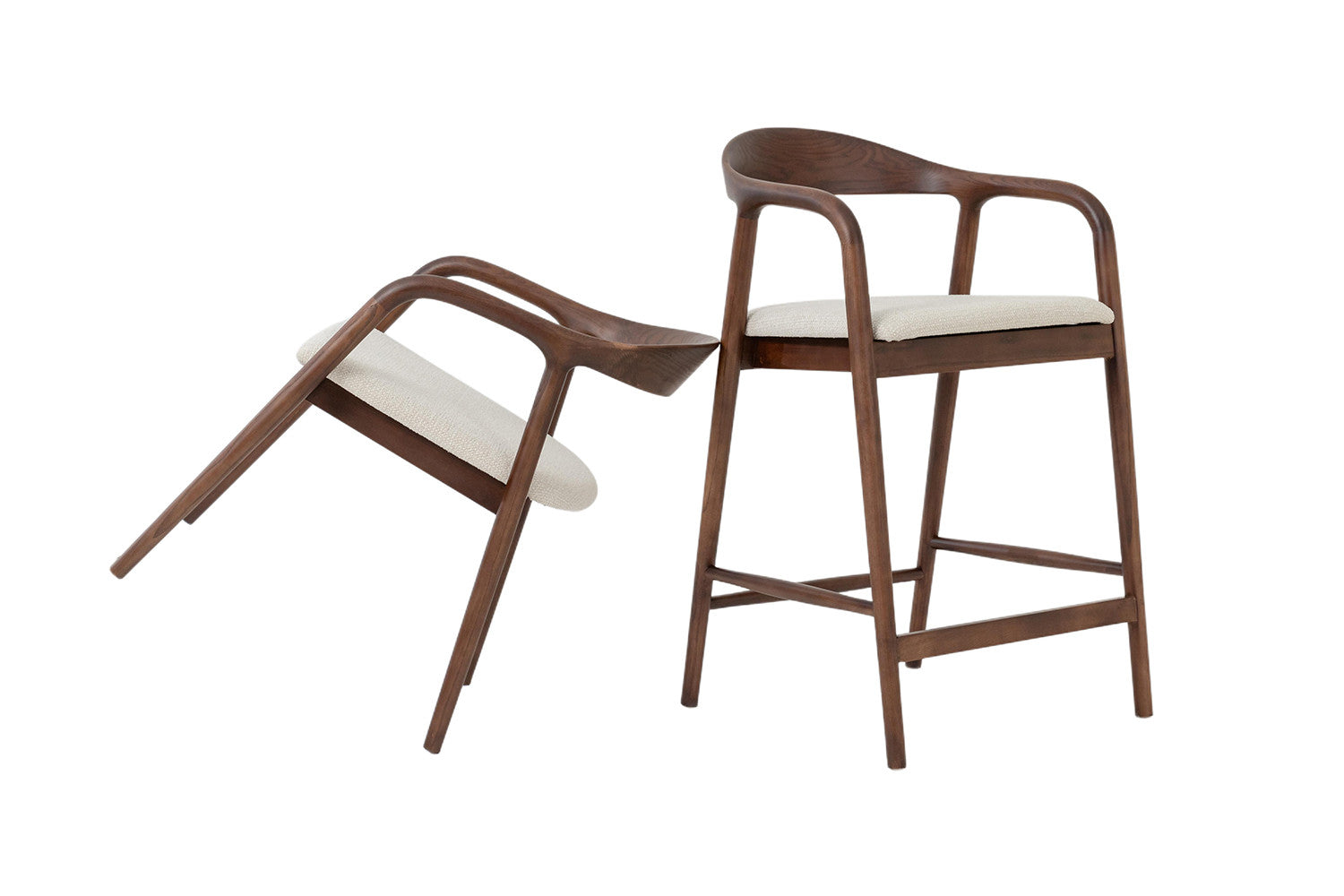 Chaise de Bar CLAIRE Beige en Bois de Noyer - 55.5 x 57.5 cm ROUSSEAU