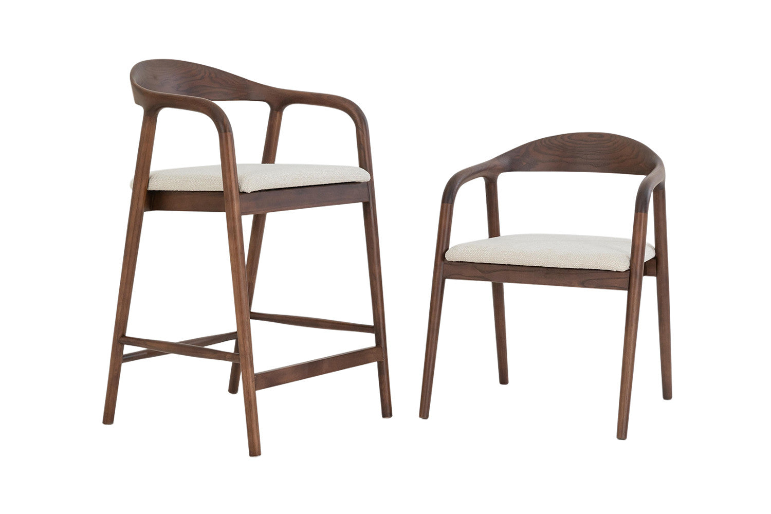 Chaise de Bar CLAIRE Beige en Bois de Noyer - 55.5 x 57.5 cm ROUSSEAU
