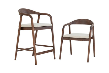 Chaise de Bar CLAIRE Beige en Bois de Noyer - 55.5 x 57.5 cm ROUSSEAU