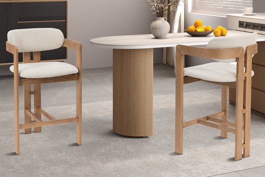 Chaise de Bar CAMILLE Beige en Bois de Frêne Naturel - 56 x 52 cm ROUSSEAU