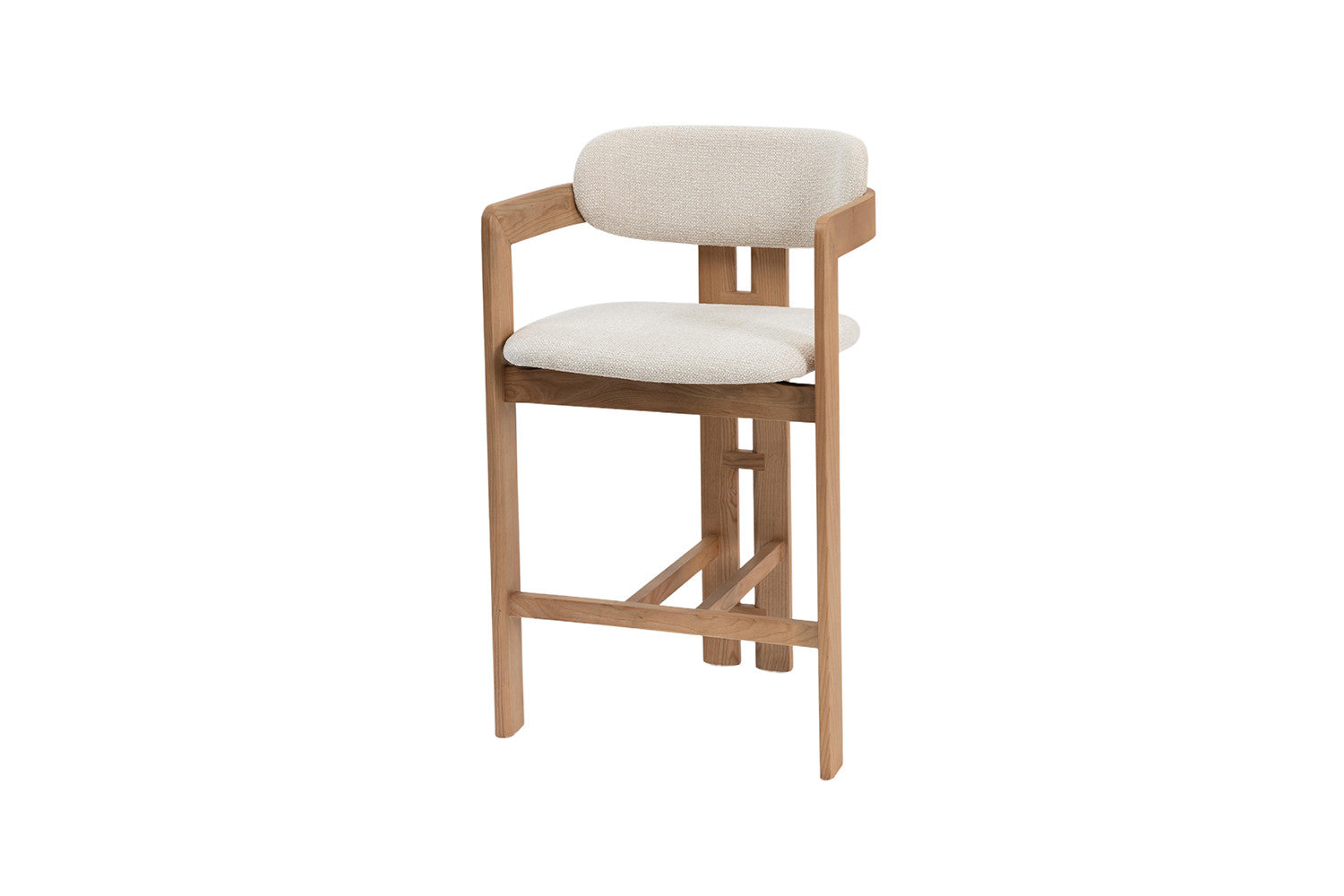 Chaise de Bar CAMILLE Beige en Bois de Frêne Naturel - 56 x 52 cm ROUSSEAU