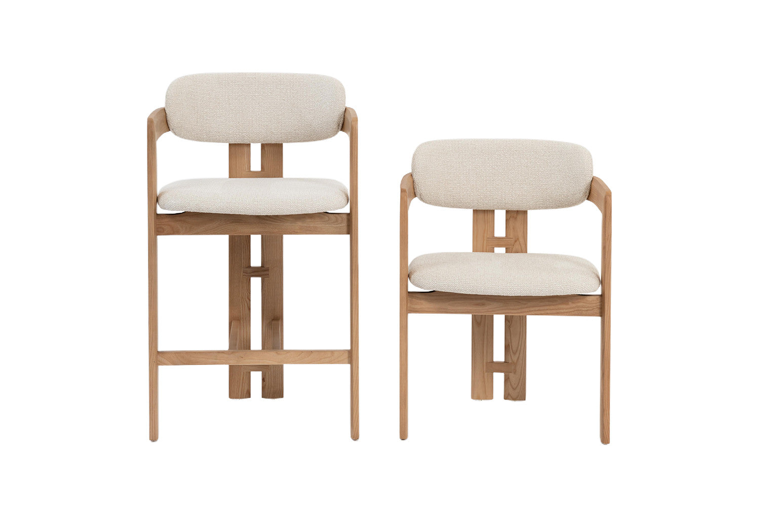 Chaise de Bar CAMILLE Beige en Bois de Frêne Naturel - 56 x 52 cm ROUSSEAU