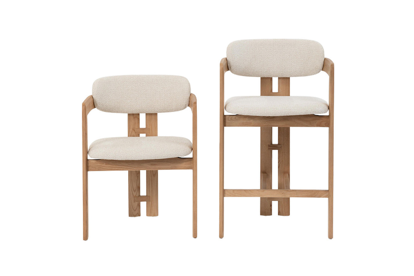 Chaise de Bar CAMILLE Beige en Bois de Frêne Naturel - 56 x 52 cm ROUSSEAU