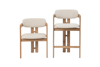 Chaise de Bar CAMILLE Beige en Bois de Frêne Naturel - 56 x 52 cm ROUSSEAU