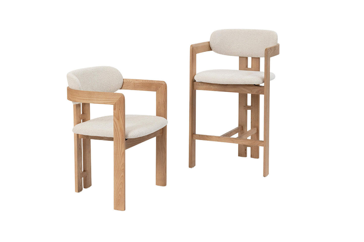 Chaise de Bar CAMILLE Beige en Bois de Frêne Naturel - 56 x 52 cm ROUSSEAU