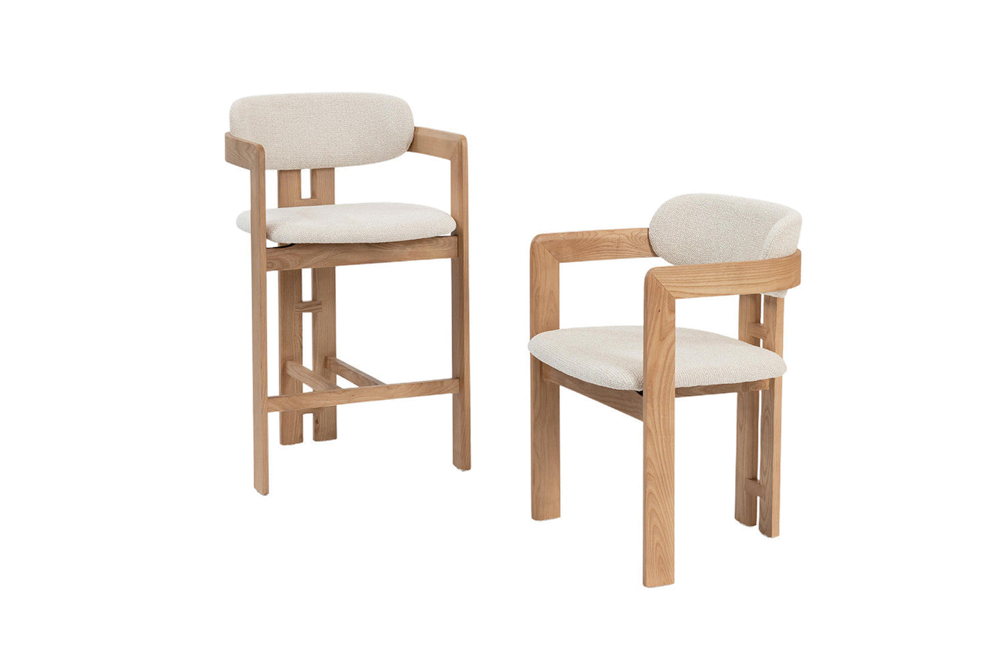 Chaise de Bar CAMILLE Beige en Bois de Frêne Naturel - 56 x 52 cm ROUSSEAU