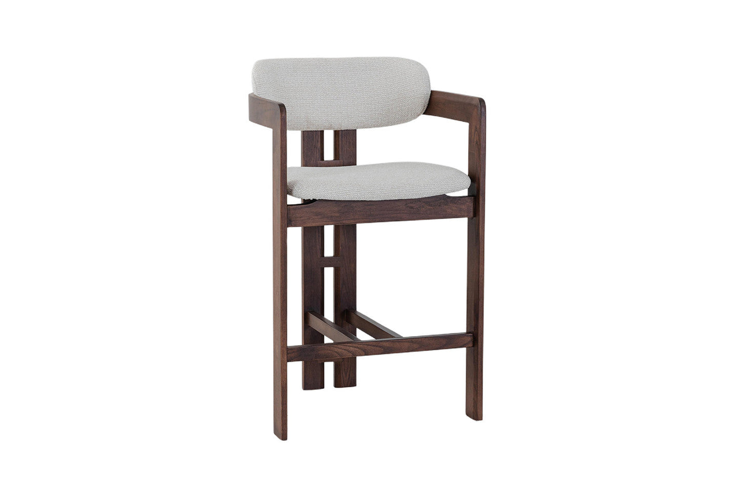 Chaise de Bar CAMILLE Beige en Bois de Frêne et Noyer - 56 x 52 cm ROUSSEAU