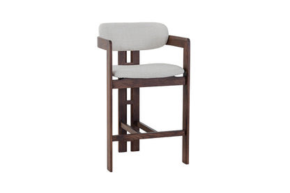 Chaise de Bar CAMILLE Beige en Bois de Frêne et Noyer - 56 x 52 cm ROUSSEAU