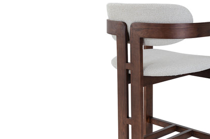 Chaise de Bar CAMILLE Beige en Bois de Frêne et Noyer - 56 x 52 cm ROUSSEAU