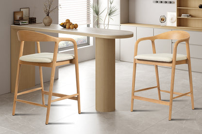 Chaise de Bar CLAIRE Beige en Bois de Frêne - 55.5 x 57.5 cm ROUSSEAU