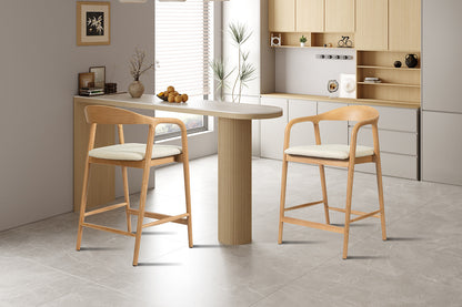 Chaise de Bar CLAIRE Beige en Bois de Frêne - 55.5 x 57.5 cm ROUSSEAU