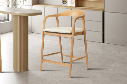 Chaise de Bar CLAIRE Beige en Bois de Frêne - 55.5 x 57.5 cm ROUSSEAU