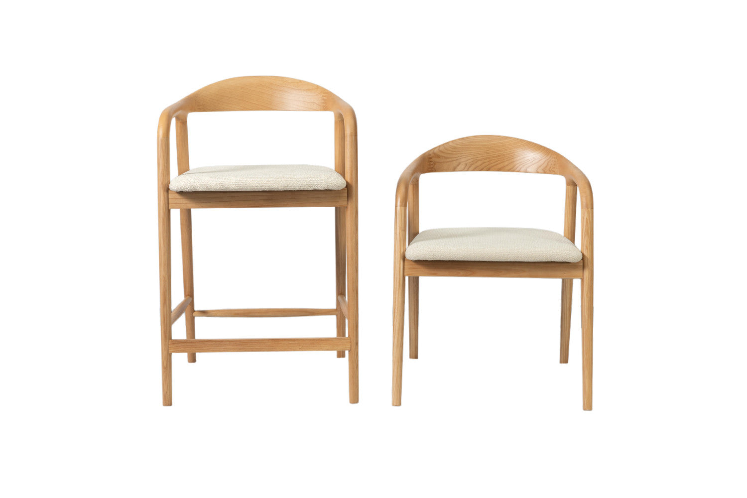 Chaise de Bar CLAIRE Beige en Bois de Frêne - 55.5 x 57.5 cm ROUSSEAU