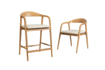 Chaise de Bar CLAIRE Beige en Bois de Frêne - 55.5 x 57.5 cm ROUSSEAU