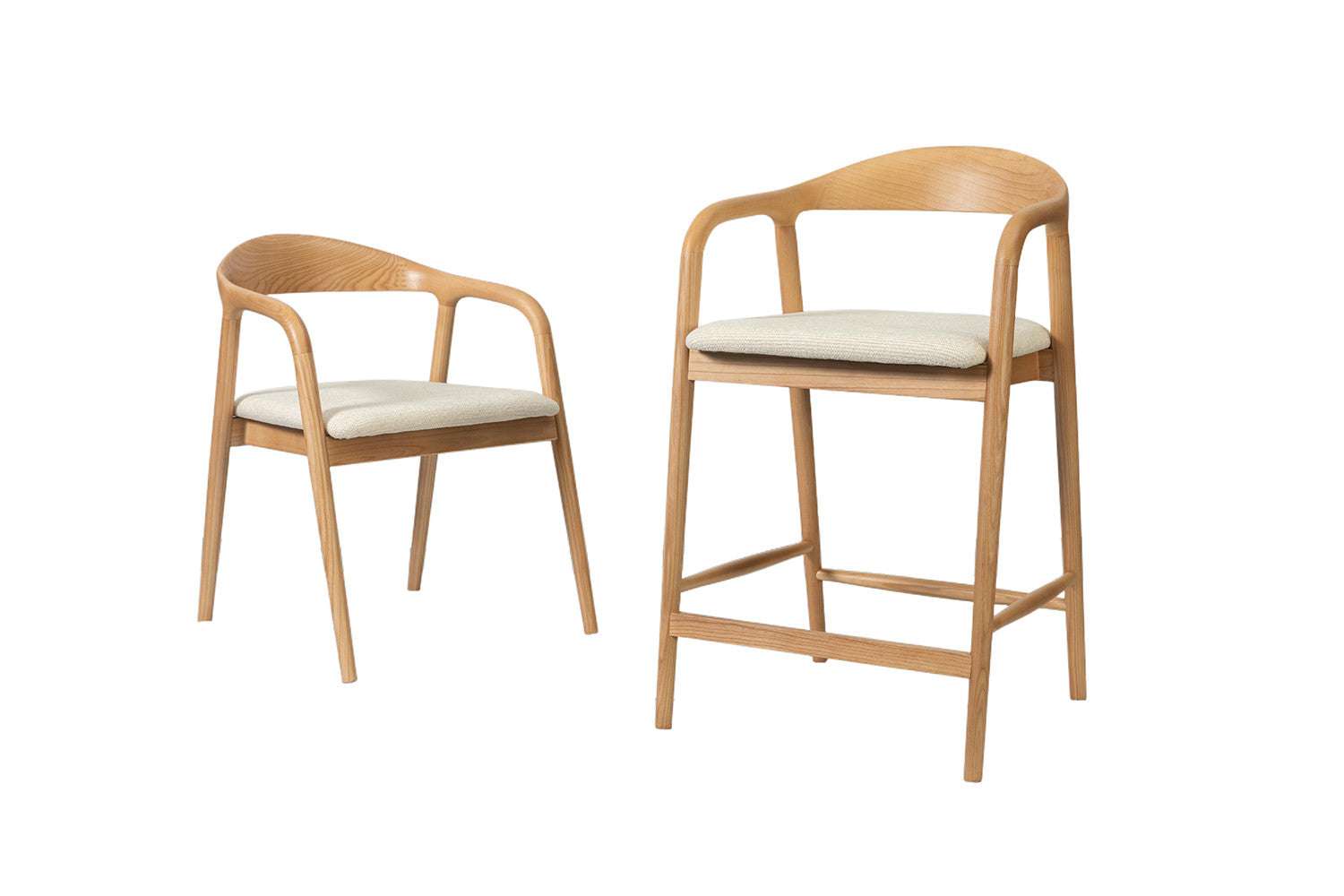 Chaise de Bar CLAIRE Beige en Bois de Frêne - 55.5 x 57.5 cm ROUSSEAU