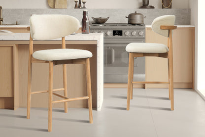 Chaise de Bar CLARA Beige en Bois de Frêne Naturel - 50 x 56 cm HOUSE NORDIC