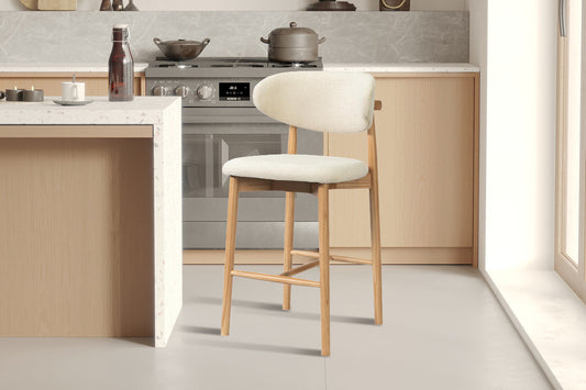 Chaise de Bar CLARA Beige en Bois de Frêne Naturel - 50 x 56 cm HOUSE NORDIC