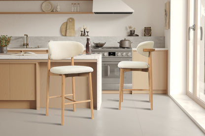 Chaise de Bar CLARA Beige en Bois de Frêne Naturel - 50 x 56 cm HOUSE NORDIC