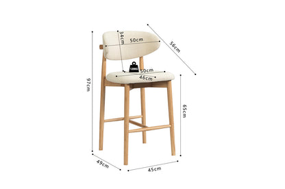 Chaise de Bar CLARA Beige en Bois de Frêne Naturel - 50 x 56 cm HOUSE NORDIC