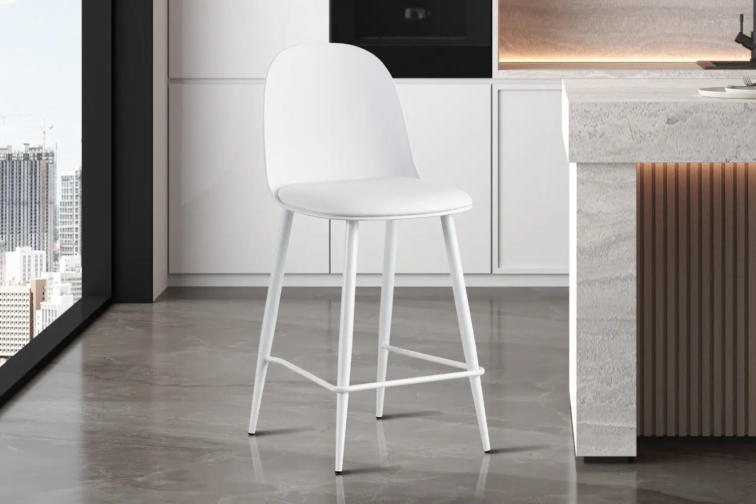 Chaise de Bar JASMYN Blanc - 44 x 51 cm ROUSSEAU