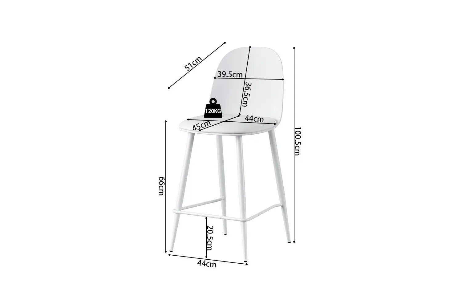 Chaise de Bar JASMYN Blanc - 44 x 51 cm ROUSSEAU
